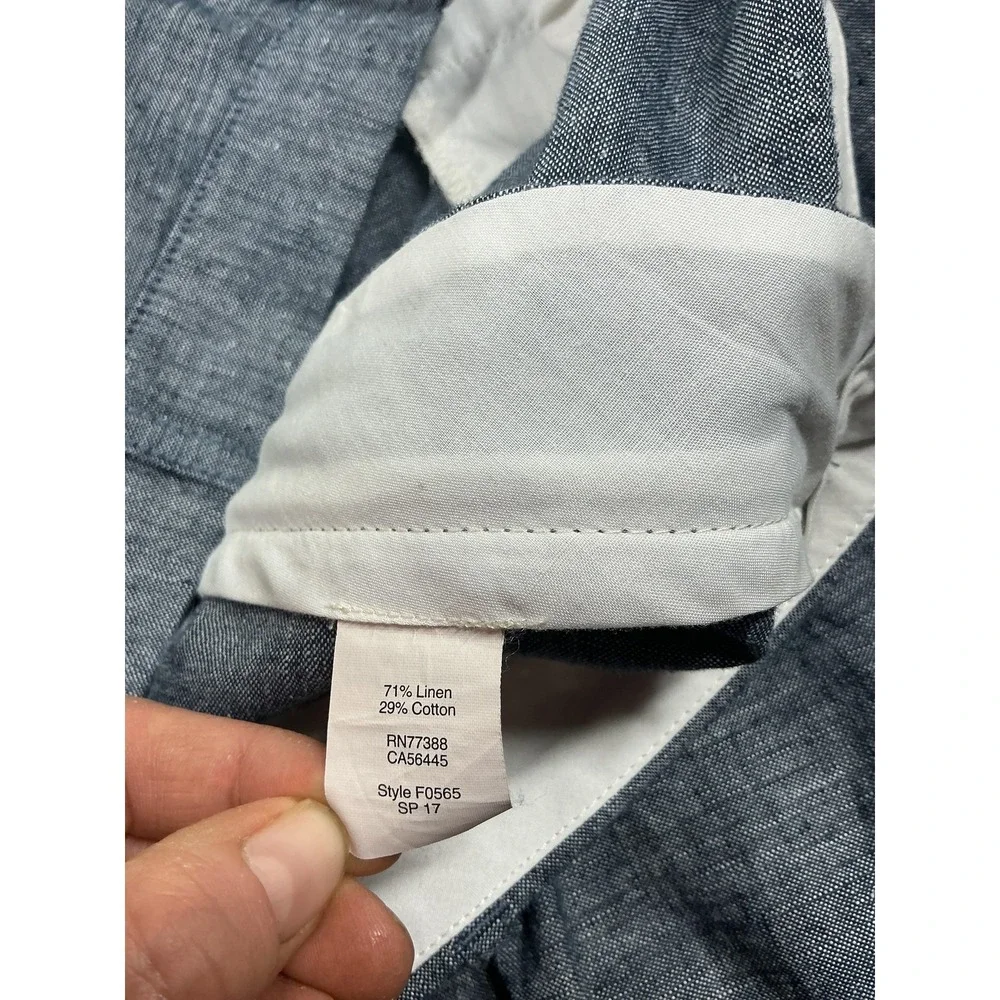 J.Crew The Driggs Pants Mens 35x32 Blue Linen Chambray Slim Chino‎ Preppy Spring